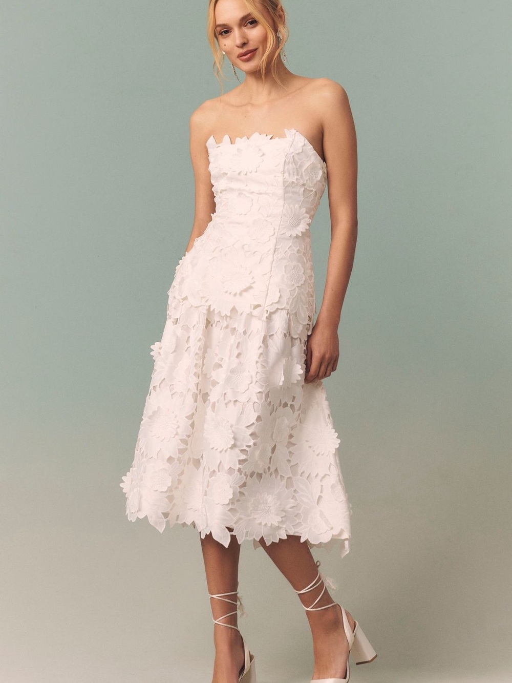 BHLDN Cutwork Twofer Midi Dress size 4 NWT